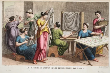 Minyades of Figlie di Minia Disprezzatrici di Bacco, Boek IV, illustratie uit Ovidius